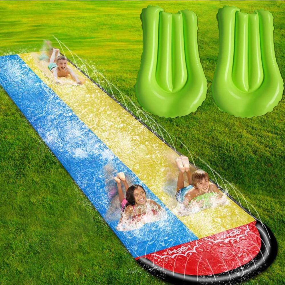 Children Double Surf Water Slide Outdoor Garden Racing Lawn Water Slide Spray Summer Water Games Toy